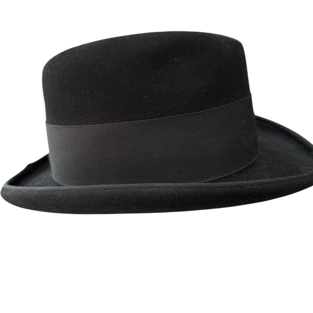 Churchill LTD Black Homburg Fedora /Bowler Hat Size 7 Long Oval Vintage - Picture 4 of 6